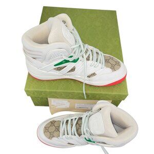 GUCCI Unisex High-Top Sneakers Shoes GG LOGO 5.5 Men & 8.5 Women